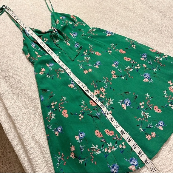 Lulu’s Blossom On Green Floral Print Tie-Strap Skater Dress Mini - Picture 8 of 14
